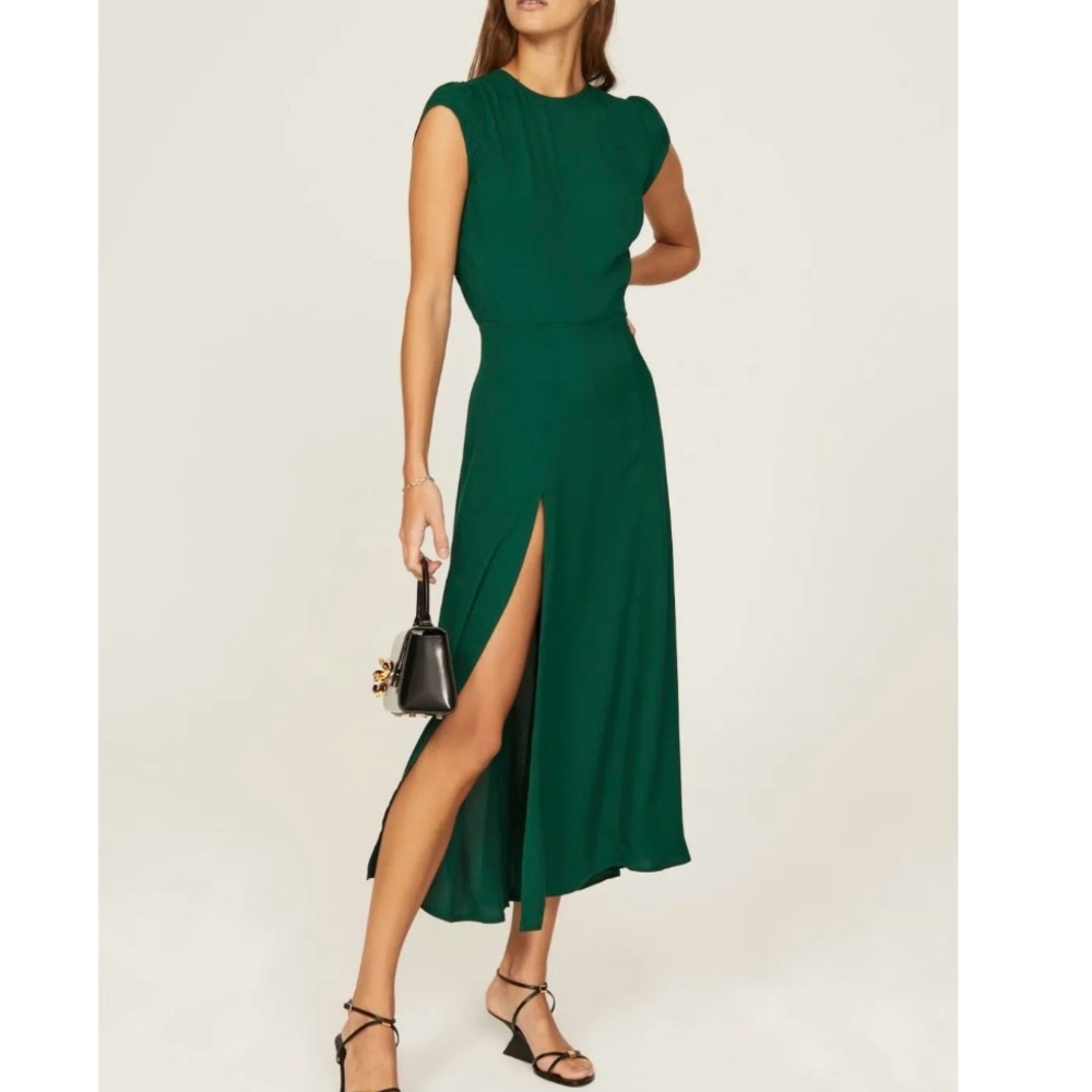 Reformation Gavin Midi Dress in Emerald